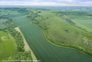 aerial of Cerne Abbas from ccc