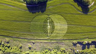 aerial of Cerne Abbas from ccc